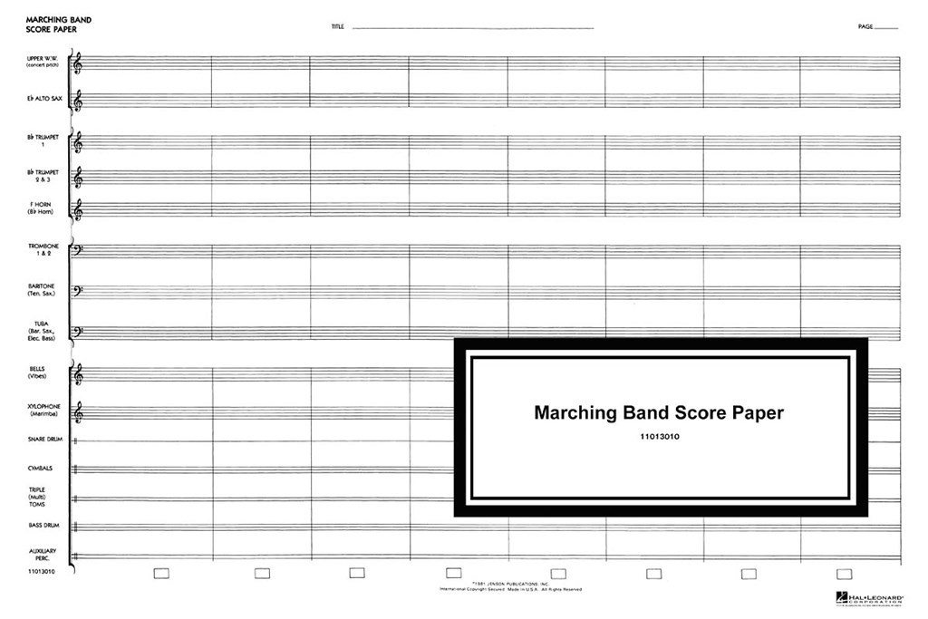 Marching Band Score Paper